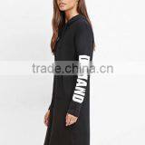 Print Letters Sleeves 3/4 Zipper Front Black Long Hoodie Thin Hoodie Women's thumbnail-2