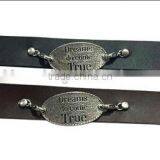 English Words Logo Bracelets,alloy Charm Leather Cuff Bracelet,unique Jewelry Gifts Bracelets thumbnail-6