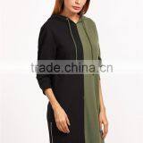 MGOO Women Pullover Sweatshirt With Drawstring Contrast Zip Slit Side Hoodie Dress With Side Pockets thumbnail-4