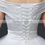 MGOO 2017 Off Sholder Short Sleeve Plain Crepe Custom Made Formal Bridal Gowns Lace Wedding Dresses thumbnail-6