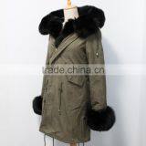 Myfur Luxury Fox Body Fur Trimmed Ladies Long Parka Jackets Wholesale thumbnail-2