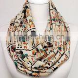 Antique Egyptian Pattern Infinity Scarf, Circle Scarf, Loop Scarf, Scarves, Shawls, Spring - Fall - Winter - Summer Fashion thumbnail-5
