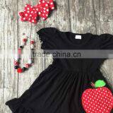 Girls Summer Outfits Children Back to School Clothing Girls Apple Dress With Red White Polka Dot Capri Pants With Accessories thumbnail-3