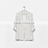 Long Flowing Jacket With Rolled up Sleeves Striped Blazer Coat Womens thumbnail-6