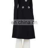 European New Style Embellished at Front Slim Fit Woolen Long Winter Coat With Oversized Buttons thumbnail-2