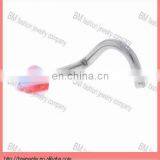 Blue Red STRIPED CONE Nose Ring Body Piercing Jewelry Rings in Acrylic thumbnail-1