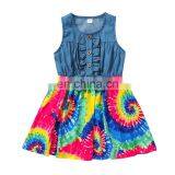 Girls Summer Dress Tie Dye Dress Denim Dress thumbnail-1