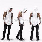 Wholesale Custom Logo Gym Fitness Hooded 3panels Drop Armhole Cotton Men Tank Top thumbnail-2
