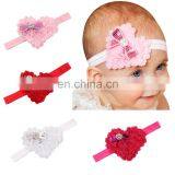 Pink Red Heart Shape Rose Flowers With Sequins Bows Rhinestones Chiffon Soft Hair Bands Girls Headbands Accessories Valentines thumbnail-2