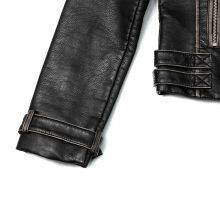 2021 New Women's Female Casual Zipper Leather Motorcycle Jacket With Lapel PU Leather Jacket thumbnail-4