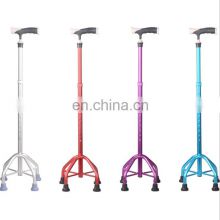 Adjustable Aluminium cane with four legs walking stick ferrules walking cane stick standing walking stick