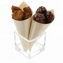 Disposable Tableware Bamboo Wood Cones for Party Foods, Snacks, Nibbles, Canapé 180mm thumbnail-3