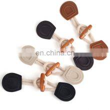 OEM Fabric Genuine Leather Wood Rope Coat Closure Toggle Button