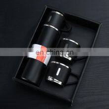 High Quality Business Custom, Gift Logo 304 Stainless Steel Vacuum Thermos Set One Cup Two Lid Gift Box/ thumbnail-5