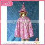 Pink Witch Costume With a High Cap Gauze Dress Halloween Costume With Gold Stars Pattern thumbnail-2