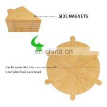 16.5inch Double Side Round Pizza Divisible Tray Bamboo Pizza Board 6pcs/Set Wood Pizza Peel With Handle thumbnail-4