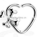 Heart and Cross Bone 316L Surgical Steel Tragus Cartilage Daith Body Piercing Jewelry thumbnail-2