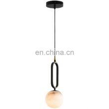 Simple Globe Pendant Hanging Lamps Led Ceiling Modern Small Alabaster Chandelier thumbnail-5