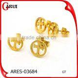 18K Gold Plate 2 Gram Gold Beautiful Designed Earring Round Coin Earring Stud thumbnail-5