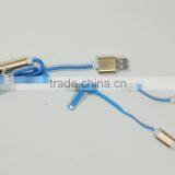 Zipper 2 In 1 Blue Color USB for Iphone For Samsung Charger Cable thumbnail-2