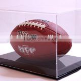 Customized Football display case full size cut out base holds ball 85% UV filtering acrylic memorabilia collectible showcase