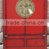 Chinese Antique Red Wedding Shanxi Wardrobe Cabinet thumbnail-1