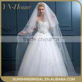 Beautiful Lace Appliqued Trim Floor Length 3 Meter Long Wedding Bridal Veil thumbnail-1