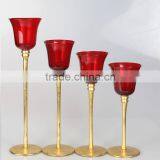 Beautiful Red European Glass Candlestick With Craft Stem thumbnail-1