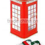 China Custom Phone Booth Shaped Tin Can Money Saving Box