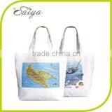 100% Cotton Transfer Printed Promotional Recycled Bag Map Image Canvas Bag for Shopping thumbnail-1