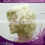 Short Curly White Color Lace Front Synthetic Hair Wigs on Sale thumbnail-2