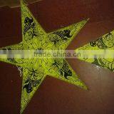 Yellow Indian Paper Lanterns Stars Printed