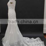 Off-shoulder Straight Neckline Horse Tail at Hem Make Ruffle Effect Sheath Wedding Dress thumbnail-3