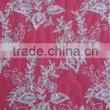 Embroidery Ivory Wedding Lace With Beads and Sequins and Silvery Cording