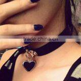 Wholesale Anime Rock Harajuku Punk Gothic Heart Necklace Pendant Leather Necklace Leather Collar Choker Necklace Bracelet thumbnail-2