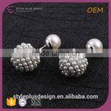 E74857K02 Copper Party Wear Wedding Earrings Silver Plating Jewelry Main Material Freshwater Pearl Two Sides Ball Stud Earring thumbnail-2