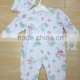 Combed cotton interlock new baby girl romper with hat