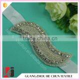 HC-7598-1 Hechun Leaf Shape Beaded Rhinestone Appliques for Bride Sash thumbnail-2