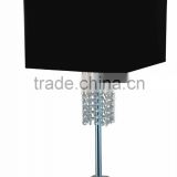 Popular bedside crystal table light based on stainless steel in chrome with black shade