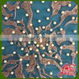 Mesh Embroidery Fabric with Pearl and Beads Decoration