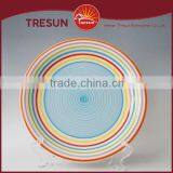 Hot Selling Red Strip Ceramic Handpainted Round Plate thumbnail-5