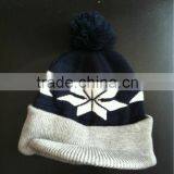 Custom Mens Pom Pom Winter Hat Knitted Pattern With Bill