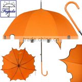 orange creative durable dome fashion ladies umbrella with wave edge