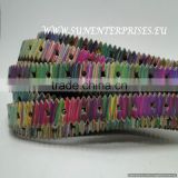 Flat Nappa Leather cords -Flat Leather with colours and holes Green and Violet 10 mm