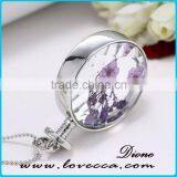 2016 FASHION Wholesale Round Glass Locket Pendant Organic Dried Flower Necklace thumbnail-3