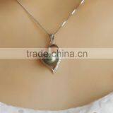 2016 Tahiti AAAA Love Shape Round Black 10-11mm 925 Silver Sea Pearl Pendant thumbnail-4