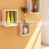 Kawachi 3 Shelves Square Wooden Rounded Floating Cube Wall Storage Shelves White