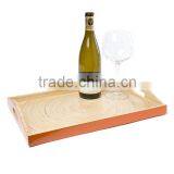 High Quality Best Selling Spun Bamboo Rectangle Serving Tray With Handle thumbnail-1
