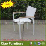 Stackable Leisure Outdoor Furniture Rattan Chair With Teak Wood Arm thumbnail-3