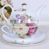 Porcelain Top Grade Flower Porcelain Tea Pot Set for One, Persian Tea Set, Tea Set for One Person